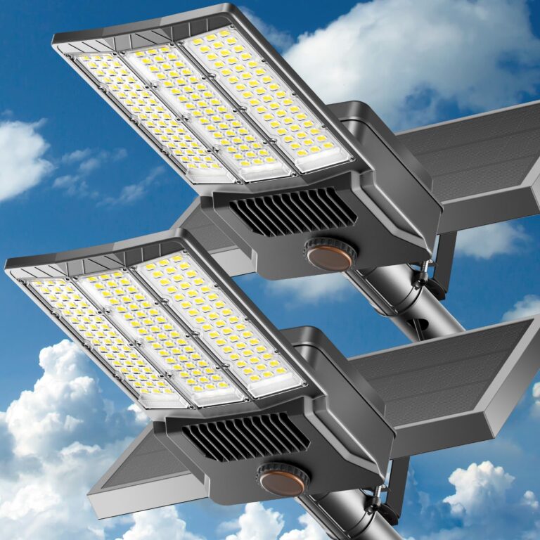 8000W Solar Street Light, Commercial Grade Solar Street Lights Outdoor Dusk to Dawn, Solar Lights Outdoor with Motion Sensor and Remote Control, Solar Parking Lot Lights for Yard, Country 2PACK