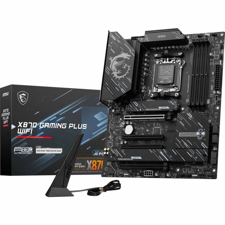 MSI X870 Gaming Plus WiFi Motherboard, ATX - Supports AMD Ryzen 9000/8000 / 7000 Processors, AM5-60A SPS VRM, DDR5 Memory Boost 8200+ MT/s (OC), PCIe 5.0 x16 & 4.0 x16, M.2 Gen5, Wi-Fi 7, 5G LAN