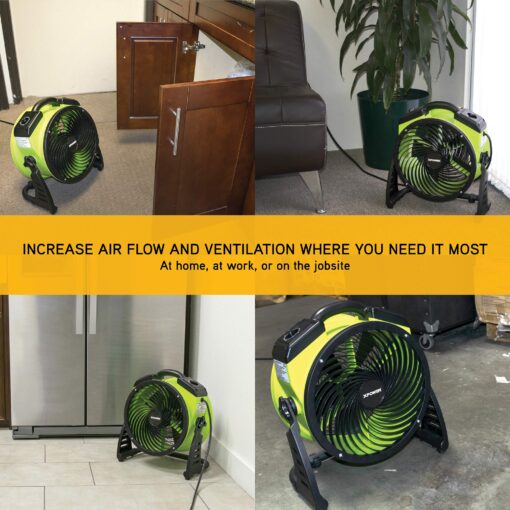 XPOWER FC-250D DC Motor Heavy Duty Industrial High Velocity Whole Room Air Mover Air Circulator Utility Floor Fan, Variable Speed, Timer, 13 inch, 1560 CFM - Image 2
