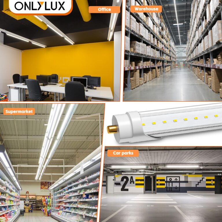 ONLYLUX 8 Foot Led Lights, T8 96" 45Watt FA8 Single Pin LED Shop Lights 5850LM, Ballast Bypass, 6000k, F96 8ft Led Bulbs Fluorescent Replacement,Workshop, Warehouse, Clear Cover(12 Pack) - Image 2