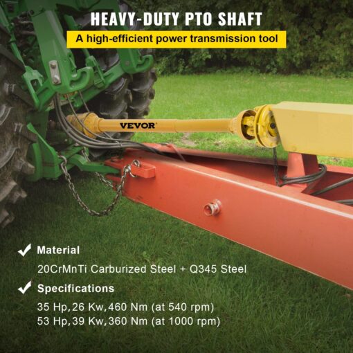 VEVOR PTO Shaft, 1-3/8" PTO Drive Shaft, 6 Spline Both Ends PTO Driveline Shaft, Series 4 Tractor PTO Shaft, 31.5"-41" Brush Hog PTO Shaft, Yellow PTO Shaft w/Slip Clutch for Bush Hog/Finish Mower - Image 9