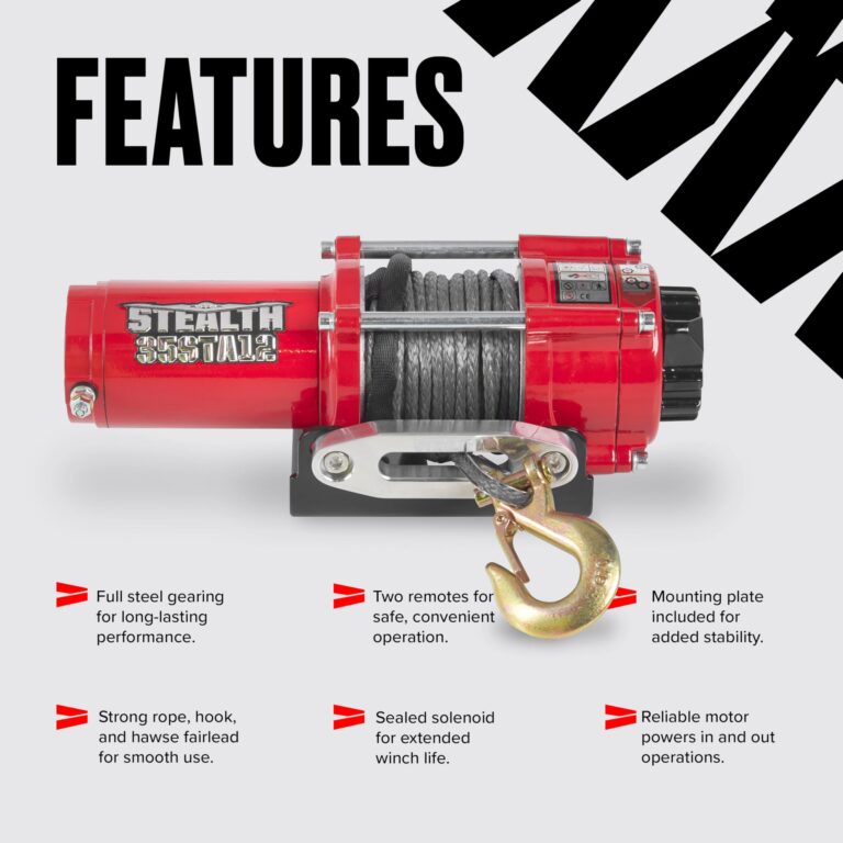 Stealth Winches 3500lb UTV ATV Winch, 12-Volt Electric Winch with 2 Wireless remotes with Synthetic Rope, Perfect for Off-Road Truck Towing Trailer Winch, Portable Winch, Mounting Plate, 12V Winches - Image 8