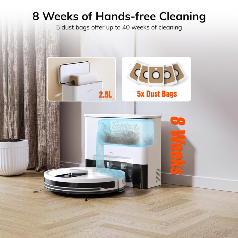 ILIFE A12 Pro Robot Vacuum and Mop Combo, Self Emptying Station for 60 Days, LiDAR Navigation, Home Mapping, No-Go Zones, 2.4G WiFi/App/Alexa/Remote Control, for Hard Floors, 110V - Image 8