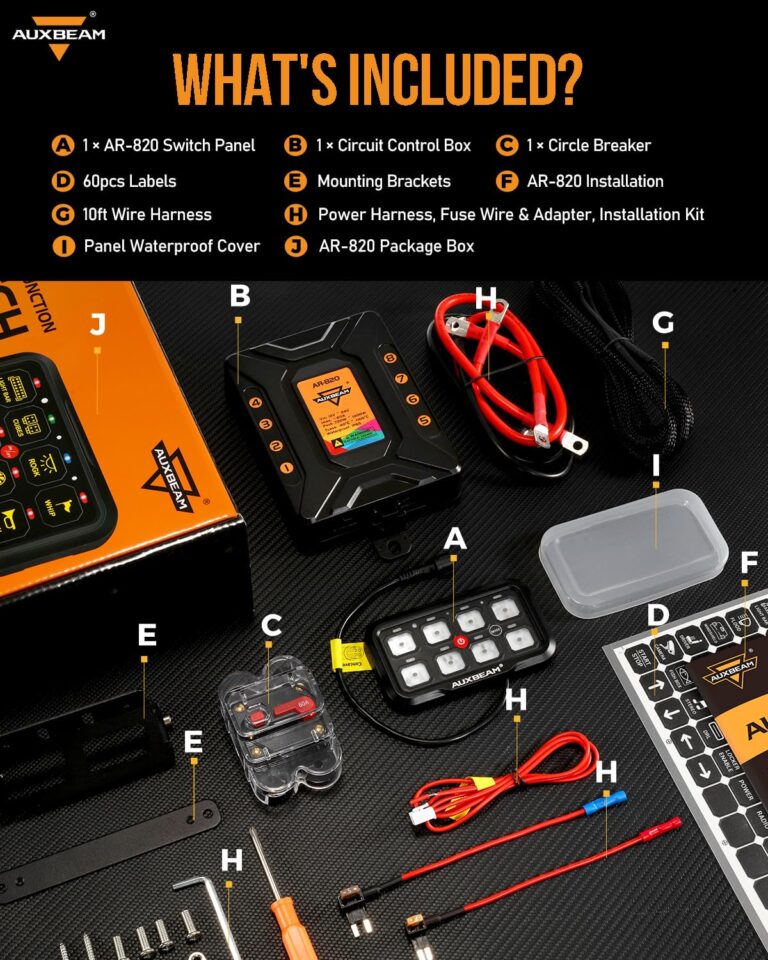 Auxbeam RGB Bluetooth 8 Gang Switch Panel AR-820 Toggle Momentary Pulsed Switch Pod for Truck UTV Offroad Boat Auxiliary LED Light Controller with Circuit Relay System Box Waterproof, 2-Year Warranty - Image 2
