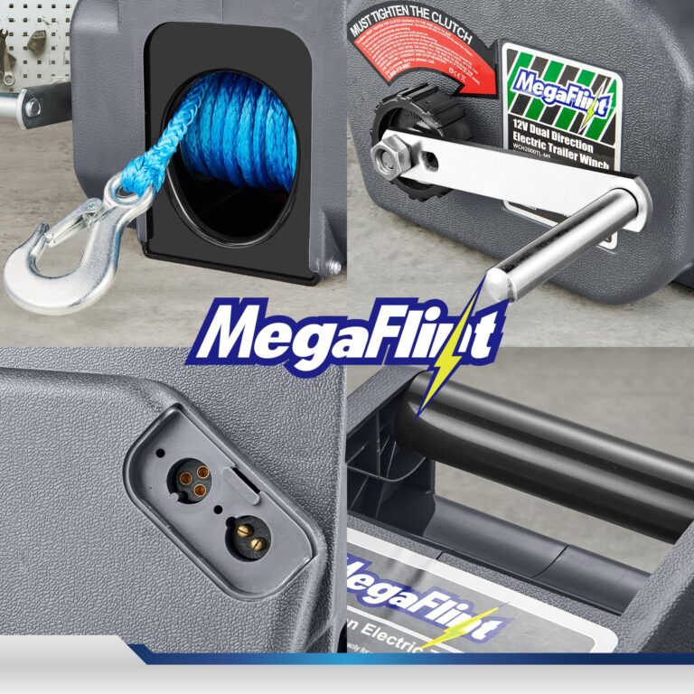 Megaflint Trailer Winch,Reversible Electric Winch, for Boats up to 6000 lbs.12V DC,Power-in, Power-Out, and Freewheel Operations,30% Higher winching Power Than Regular 6000 lbs Winch (5000lbs Marine) - Image 3