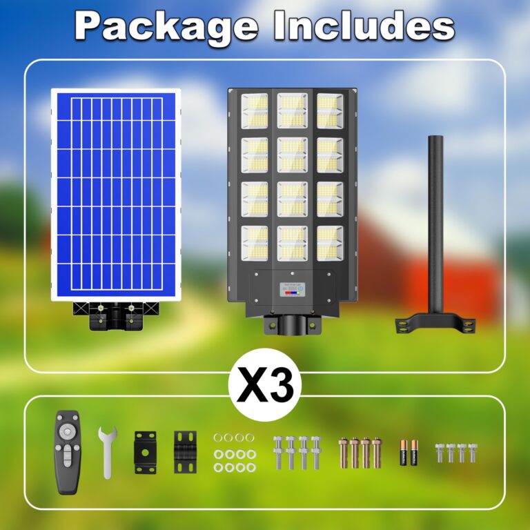 Jadisi 3-Pack 6800W Solar Street Light-240000LM IP67 Waterproof, Dusk to Dawn, Solar Street Lights Outdoor, with Motion Sensor Remote Control, and Wide Angle Lamp, Solar Parking lot Lights - Image 2
