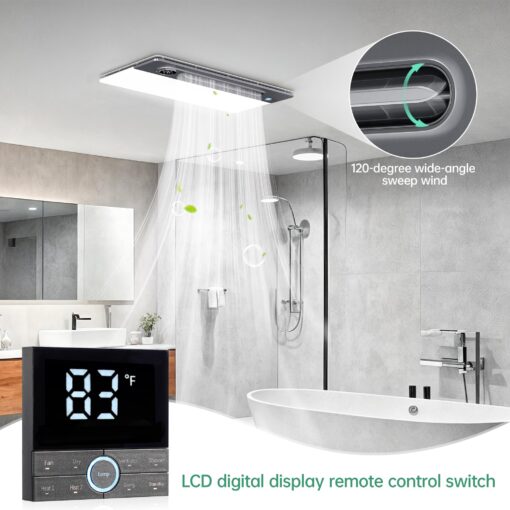 VallisCo Bathroom Exhaust Fan with Light and Heater, 4 in 1 Bathroom Fan with Heater, 1900W Heating Power, Remote Control, Quiet & Powerful for Ventilation, Lighting, Heating, and Drying - Image 3