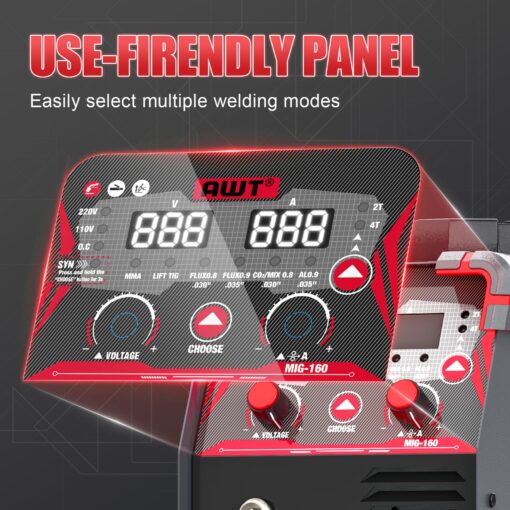 AWT Simplified Aluminum 160A MIG Welder,6 in 1 Gas MIG/Gasless Flux Core MIG/Stick/Lift TIG/Aluminum MIG Welding Machine, 110/220V Dual Voltage,Multi-Process Welding Machine - Image 3