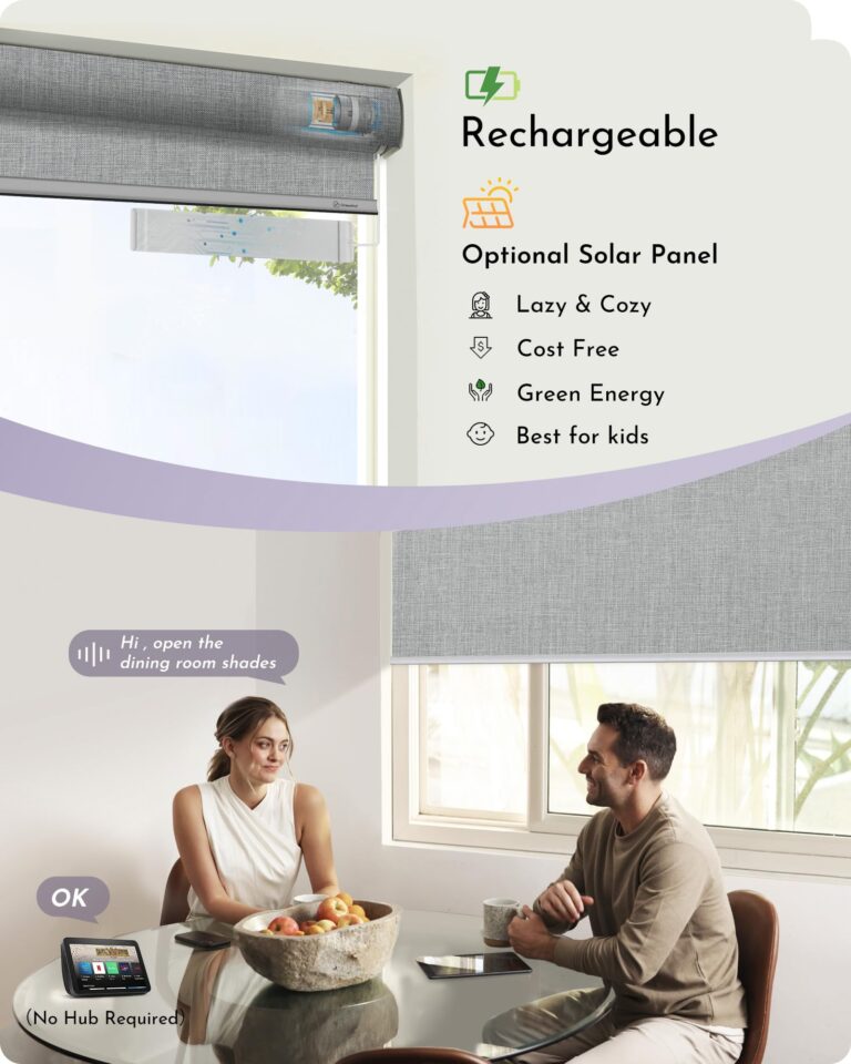 Graywind Motorized Roller Shades Compatible with Alexa Google Smart Blackout Shades with Remote Triple Weaved Fabric Window Blinds with Valance for Smart Home Office, Customized Size (Cloudy Grey) - Image 6