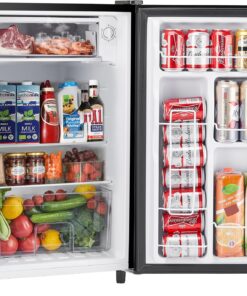 Sweetcrispy 3.2 Cu.Ft Mini Fridge with Freezer Small Refrigerator Single Door Adjustable Thermostat Energy-efficient Low Noise, Compact Fridge for Bedroom, Office, Dorm (Black)