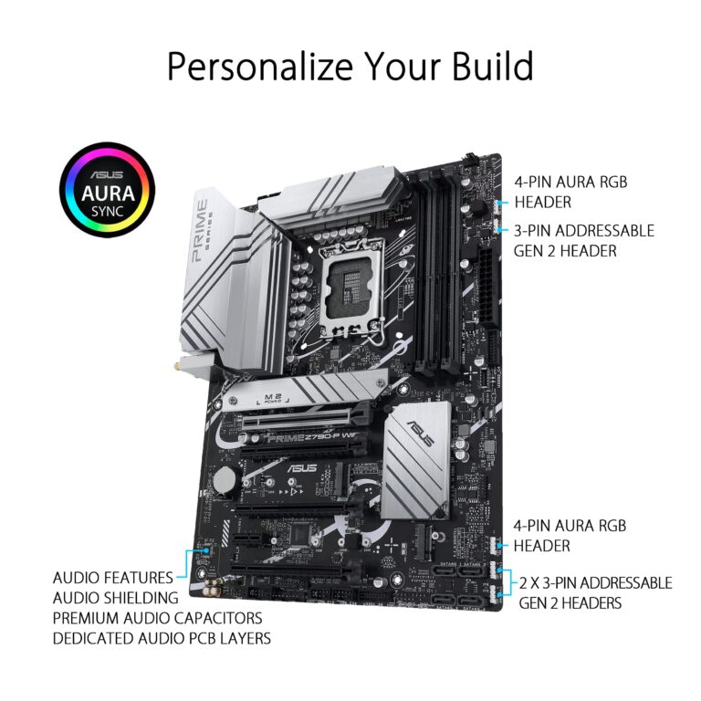 Asus Prime PRIME Z790-P WIFI Gaming Desktop Motherboard - Intel Z790 Chipset - Socket LGA-1700 - ATX - Core, Pentium Gold, Celeron Processor Supported - 128 GB DDR5 SDRAM Maximum RAM - DDR5-7200/PC5-5 - Image 5