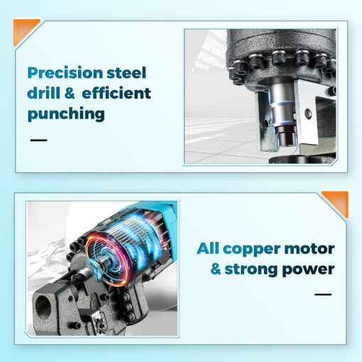 Bonvoisin Electric Hydraulic Hole Puncher Φ1/4"-4/5" 1200W Punching Machine 110V Metal Hole Punch with Carbon Brush 5 Dies for Iron Copper Aluminum Plate Angle Steel - Image 4