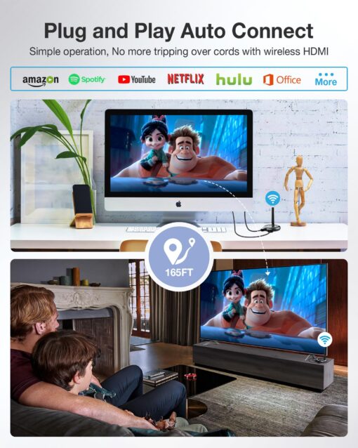 DARLYOR Wireless HDMI Upgrade Transmitter and 4 Receivers, Plug and Play Multiple Tvs, 5.8G/2.4G 1080P@ 60Hz 50M/165FT Stream Video Extender, PC, Laptop, TV Box, Monitors, Projectors (1TX+4RX) - Image 4