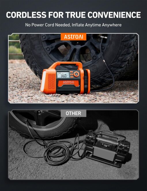AstroAI TC3 Air Compressor Portable Tire Inflator Offroad Air Compressor for Truck 150PSI with Digital Display Air Pump for Car Heavy Duty for 4x4 Vehicle, RV, SUV, Car Accessories Yellow - Image 3