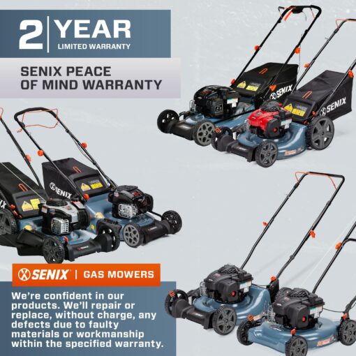 SENIX LSPG-M4 21-Inch Gas Push Lawn Mower with 125 cc 4-Cycle Briggs & Stratton Engine, Mulching and Side Discharge, 6-Position Dual Lever Height Adjustment - Image 2