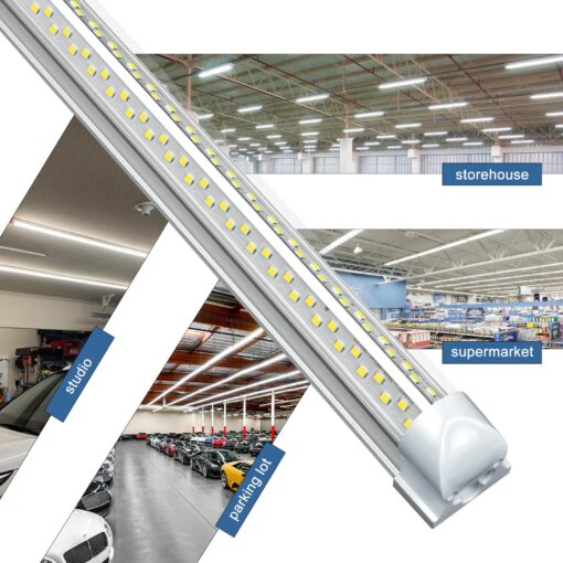 Giwsge 8ft LED Shop Light Fixture - 100W 15000LM 5000K 12 Pack, 8 Foot V Shape LED Strip Lights, 96" T8 LED Tube Light for Garage, Linkable with Plug - Image 3