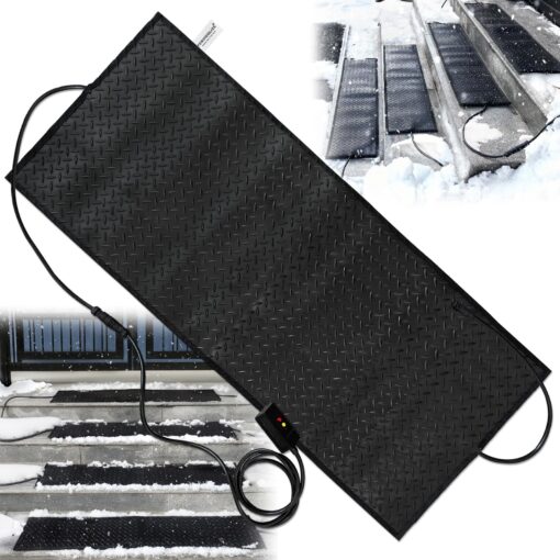 Snow Melting Mats for Stairs, Heated Outdoor Mats, Electric Snow Melting Mats for Winter Snow Removal, Snow and Ice Melting Mats, No-Slip Stair Heating Mats with Power Cord and Timing (30" x 60") - Image 5