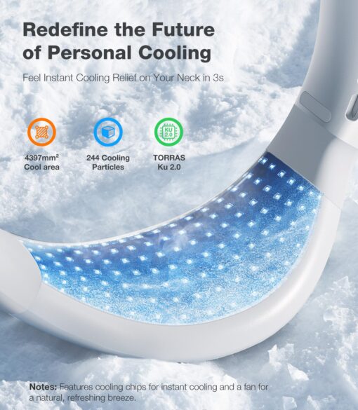 TORRAS COOLiFY Air 2025 Upgraded Neck Fan Air Conditioner, Ultra-Light Portable Fan Rechargeable, Personal Cooling Neck with 3 Modes Fan/Cooler/Heat for Travel, Camping, Outdoor, Ivory - Image 6