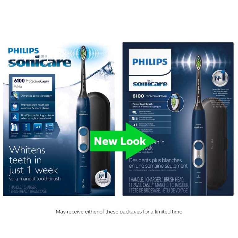 Philips Sonicare ProtectiveClean 6100 Rechargeable Electric Toothbrush, with Pressure Sensor, 3 Cleaning Modes, SmarTimer and QuadPacer, 14-Day Battery Life, Travel Case, Navy Blue, Model HX6871/49 - Image 3