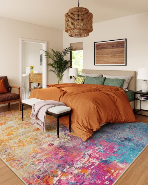 Lahome Modern Abstract Area Rugs 9x12 Living Room Rug Non Slip, Washable Colorful 9x12 Area Rug for Bedroom Girls Nursery, Soft Large Accent Carpet for Dining Room Table Office Home Decor - Image 8