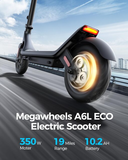 Electric Scooter A6L ECO,Electric Scooter Adults with 10IN Shock Absorbing Tires,10.2AH Big Battery,Max 350W Motor,19 Miles Long Range,APP Control,Rated 15.5MPH, E Scooter for Teens and Adults - Image 4