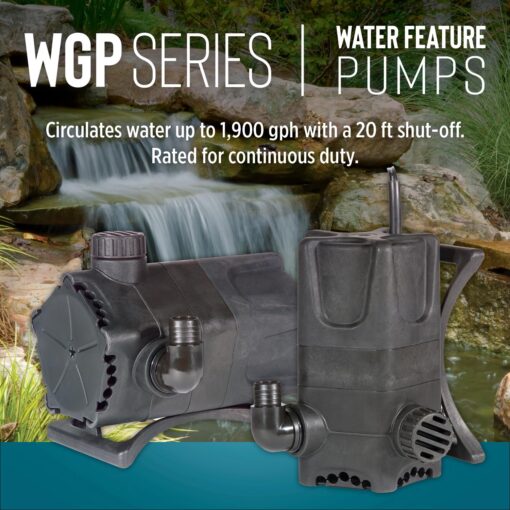 Little Giant WGP-65-PW 115 Volt, 1900 GPH Dual Discharge Direct Drive Submersible Waterfall and Pond Pump, Black, 566409 - Image 6