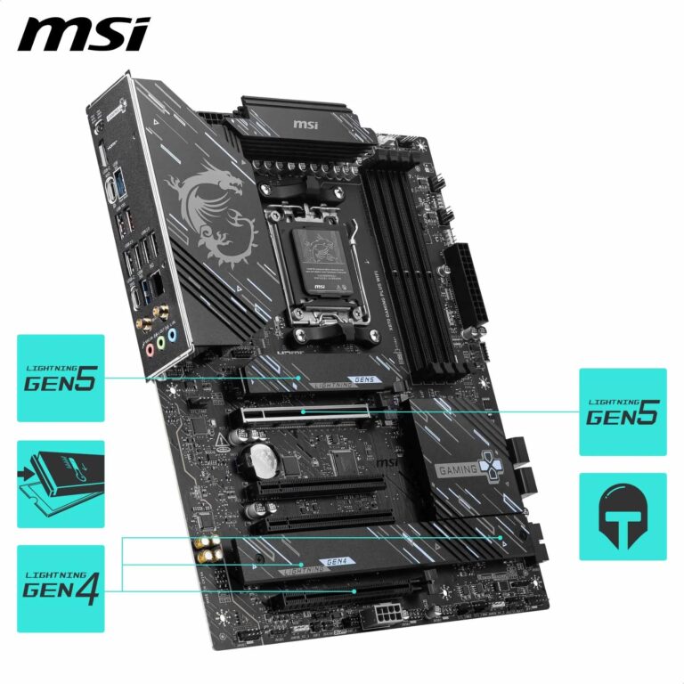 MSI X870 Gaming Plus WiFi Motherboard, ATX - Supports AMD Ryzen 9000/8000 / 7000 Processors, AM5-60A SPS VRM, DDR5 Memory Boost 8200+ MT/s (OC), PCIe 5.0 x16 & 4.0 x16, M.2 Gen5, Wi-Fi 7, 5G LAN - Image 4
