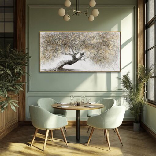 Tree Pictures Wall Decor Gold Canvas Paintings Plant Pictures Wall Art 24"x48" Landscape Decorative Prints for Bedroom Office - Image 3