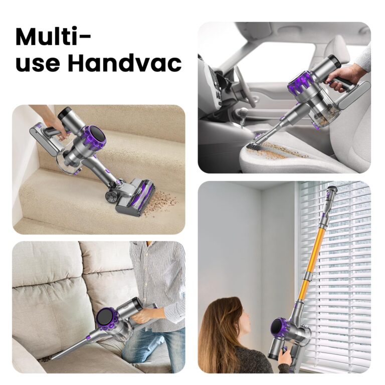 UML0 S3 Cordless Vacuum Cleaner, 45kPa Powerful Stick Vacuum, LED Display, 55-Min Runtime Rechargeable Cordless Vacuum, Free-Standing, Vacuum Cleaners for Home Pet Hair Carpet Hard Floor (Purple) - Image 3