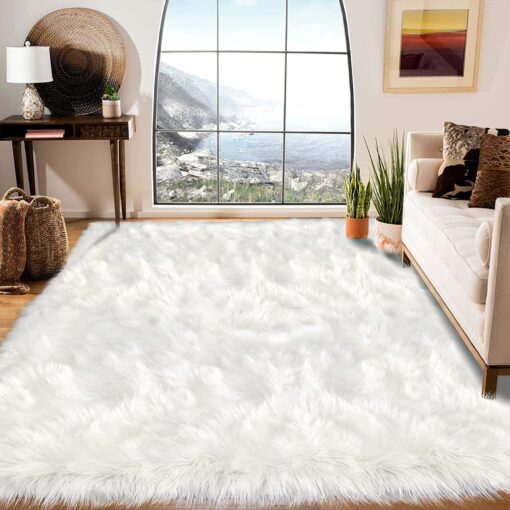 Latepis White Faux Fur Rug 8x10, Faux Fur Sheepskin Rug for Living Room, Fluffy Washable Fuzzy Carpet for Bedroom, Luxury Room Decor, Rectangle - Image 8