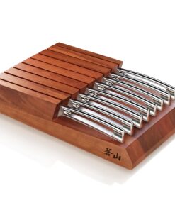 Cangshan N1 Series 59496 German Steel Forged 8-Piece Steak Knife Set with Solid Acacia Wood Block, 5-Inch Blade
