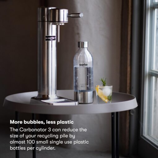 aarke Carbonator lll with CO2 Cylinder, Sparkling & Carbonation Water Machine, Stainless Steel with PET BPA-Free Reusable Bottle Volume 800 mL (Stainless Steel) - Image 4
