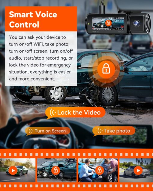 Vantrue N5 4 Channel WiFi 360° All Sides Dash Cam, STARVIS 2, IR Night Vision, 2.7K+1080P*3 Front Rear Inside Dashcam, Voice Control, GPS, 24 Hours Buffered Parking Mode Dash Camera, Support 512GB Max - Image 3