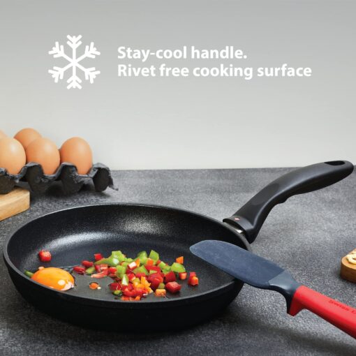 Swiss Diamond Frying Pans Nonstick with Lid, Features Stainless Steel Handle, Nonstick Diamond Coated Aluminum Skillets and Oven Safe Frying Pans with Lids, Cover Included, 12.5 Inch - Image 3