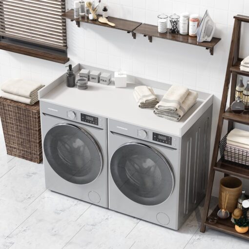 OfficeSimpli Washer Dryer Countertop, Made in USA, Non-Slip Pads, Easy Clean, Laundry Room Essentials and Decor, Washer Dryer Wood Top for Organization (Glacier White, Standard (27.5" x 54")) - Image 6