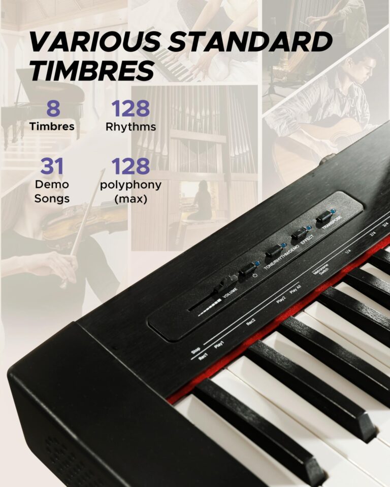 Starfavor 88 Key Full Size Digital Piano, Electric Keyboard Set with Semi-Weighted Keys, Smart Voice Sampling, Recording/MIDI/USB, Dual 20W Speakers, Sustain Pedal, Power Supply, Stand - Image 7