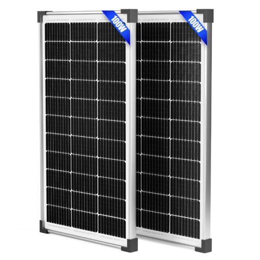 Voltset 200W 12V Solar Panels, High Efficiency 9BB Cell Monocrystalline Solar Panel IP67 Waterproof, Suitable for RV, Marine, Rooftop, Home, Yacht, Off-Grid Applications (2-Pack 100W)