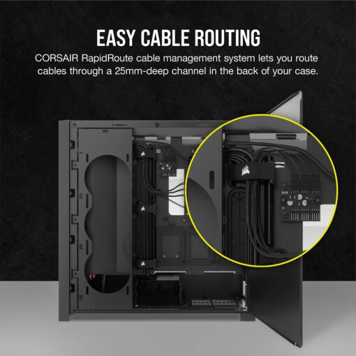 Corsair 5000D RGB Mid-Tower Case - 3X AF120 RGB Fans - Lighting Node PRO - High-Airflow Design - RapidRoute Cable Management - Black - Image 4