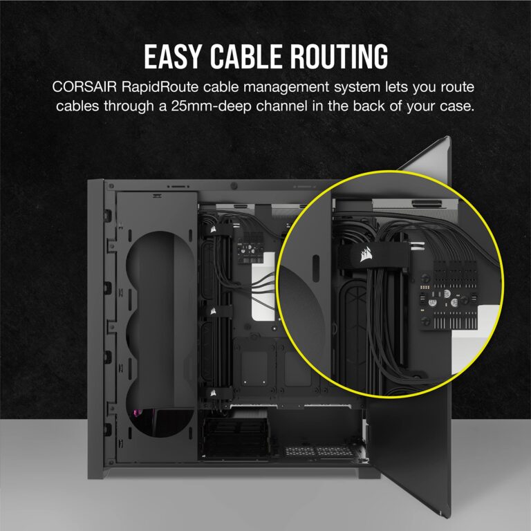 Corsair 5000D RGB Mid-Tower Case - 3X AF120 RGB Fans - Lighting Node PRO - High-Airflow Design - RapidRoute Cable Management - Black - Image 4