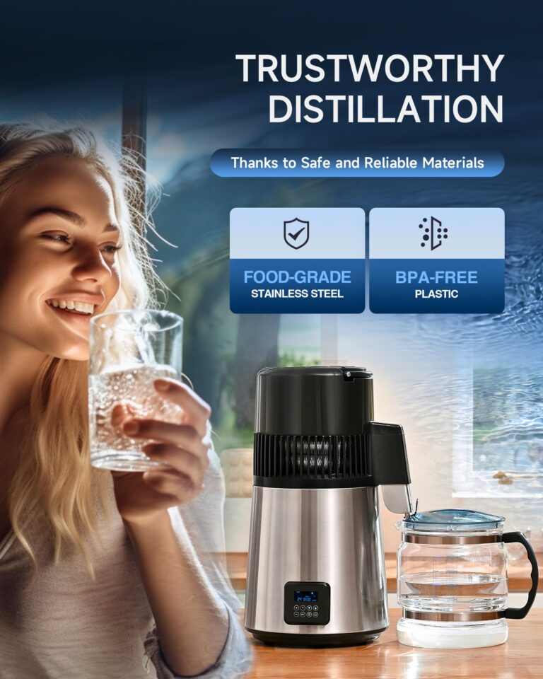 CO-Z Water Distiller for Home, 1350W 4L Distilled Water Machine for CPAP Machine with Control Panel & Glass Container, 1.1 Gal. Stainless Steel Water Distilling Equipment with Essential Oil Wine Modes - Image 8