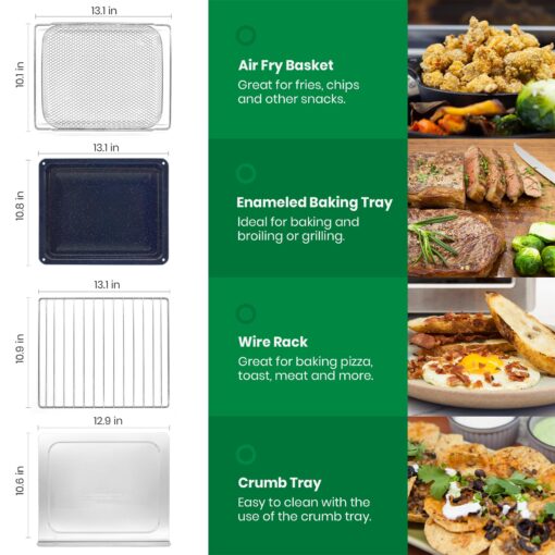 VAL CUCINA Infrared Heating Air Fryer Toaster Oven, Extra Large Countertop Convection Oven 10-in-1 Combo, 6-Slice Toast, Enamel Baking Pan Easy Clean with Recipe Book, Black Matte Stainless Steel - Image 5