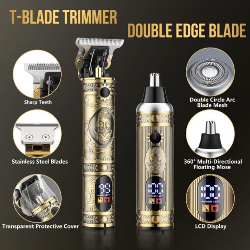 Hair Clippers for Men Professional，Clippers and T-Blade Trimmers Set，Electric Razor Shavers Hair Trimmer Kit Hair Clippers for Men Professional，Nose Hair Beard Trimme - Image 4