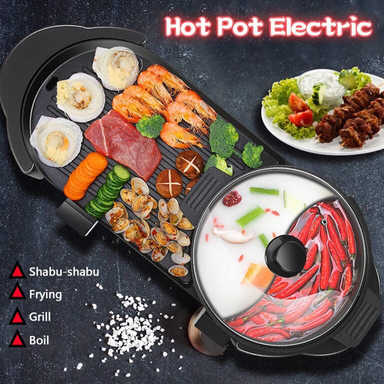 Hot Pot with Grill, Electric Hot Pot 2 in 1 Shabu Shabu Hot Pot Korean BBQ Grill, Removable Hotpot Pot 1200W / Large Capacity Baking Tray, Separate Temperature Control, Electric Grill for 2-12 People - Image 7