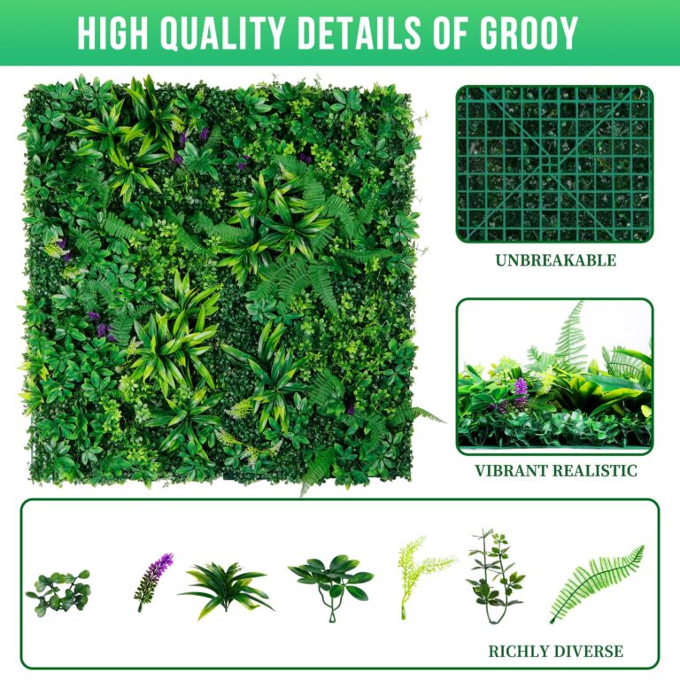 Grooy Artificial Boxwood Panels, Grass Wall Panels 20"x20"(12pcs), Privacy Hedge Fence Screen with UV Protection, Fake Greenery Backdrop for Indoor Wedding and Outdoor Garden Backyard - Image 7