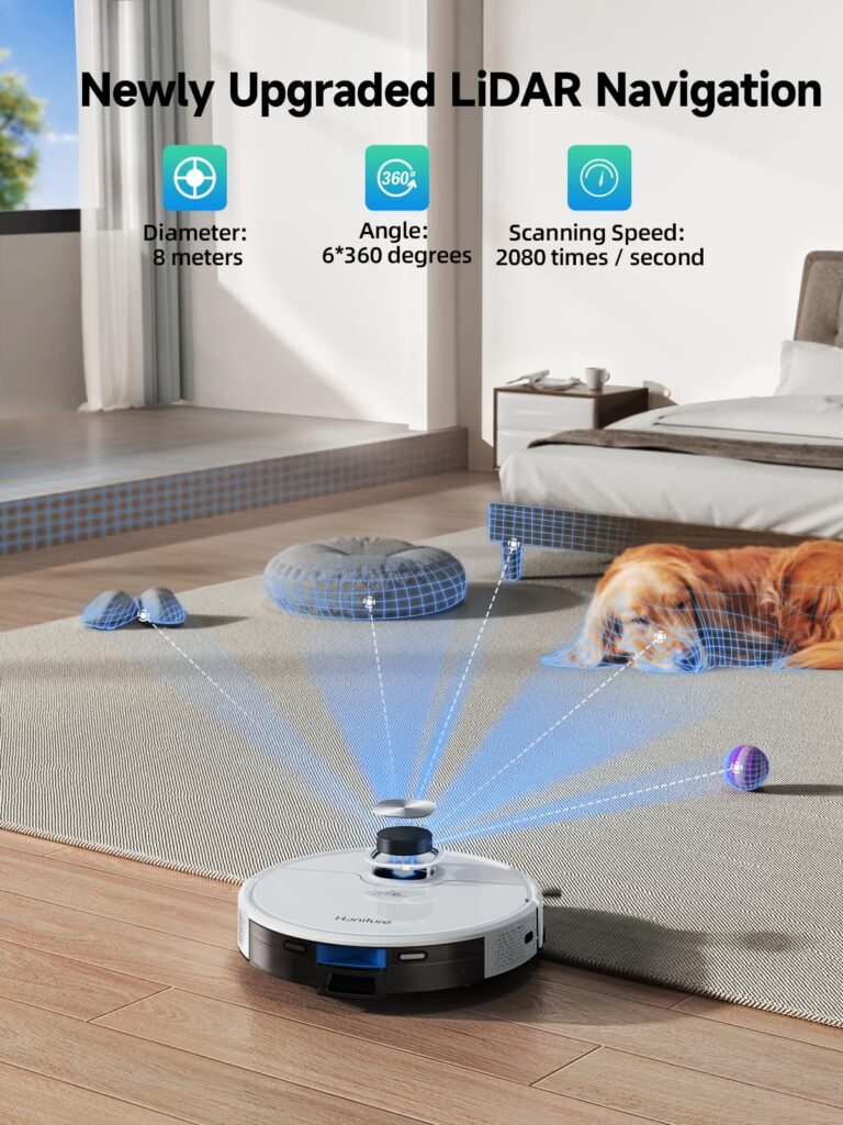 HONITURE Robot Vacuum and Mop Combo,Q6 SE Robot Vacuum Cleaner with Self-Emptying,3500pa Max Suction Laser Navigator Robotic Vacuum with Smart Mapping,180 Mins Run-Time,App Control,Ideal for Pet Hair - Image 6