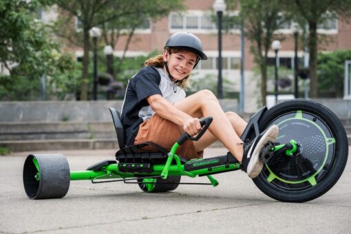 Huffy Green Machine 20 Inch Drift Trike, Sleek Ergonomic Design, Adjustable Seat, Durable Steel Frame, Easy to Operate, Drift Trike for Kids Ages 8+, LED Light Accents, Coaster Brake, Green and Black - Image 9