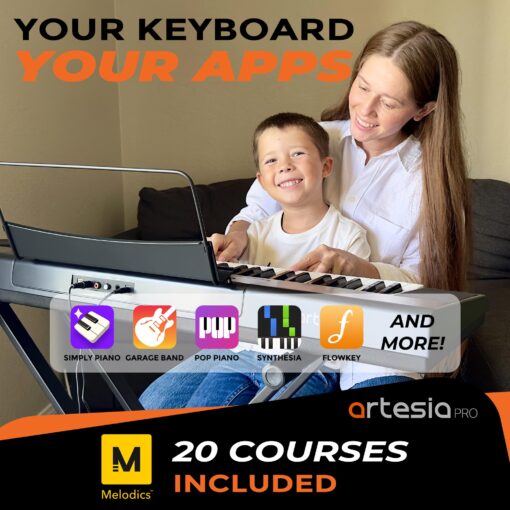 Artesia 61-Key Portable Digital Piano Keyboard with Full-Size Semi-Weighted Keys, Beginners Bundle with Sustain Pedal, Music Rack and Free Melodics Piano Lessons - Image 5