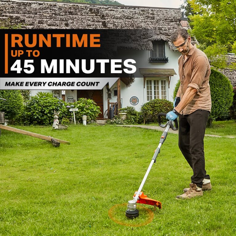 RB 17" Cordless String Trimmer, 40V Lithium Battery Weed Wacker with 4.0Ah Battery & Fast Charger & .095'' line, 2 in 1 Grass Trimmer and Edger, 2-Speed Adjustable, Low Vibration Lawn Garden Tool - Image 4