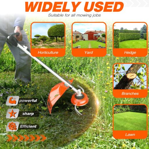 52cc 6 in 1 2-Stroke Gas String Trimmer with Gas Hedge Trimmer,Brush Cutter Gas Powered,Gas Weed Eater for Weeds and Grass - Image 3