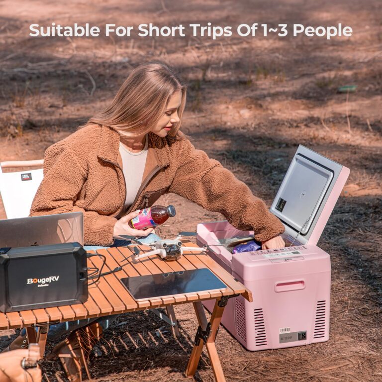 BougeRV Pink 23Quart Portable Refrigerator, 12 Volt Fridge 22L, Portable Freezer Compressor Cooler 12/24V DC 110~240 Volt AC for Truck Van RV Camper -7℉~50℉ - Image 4